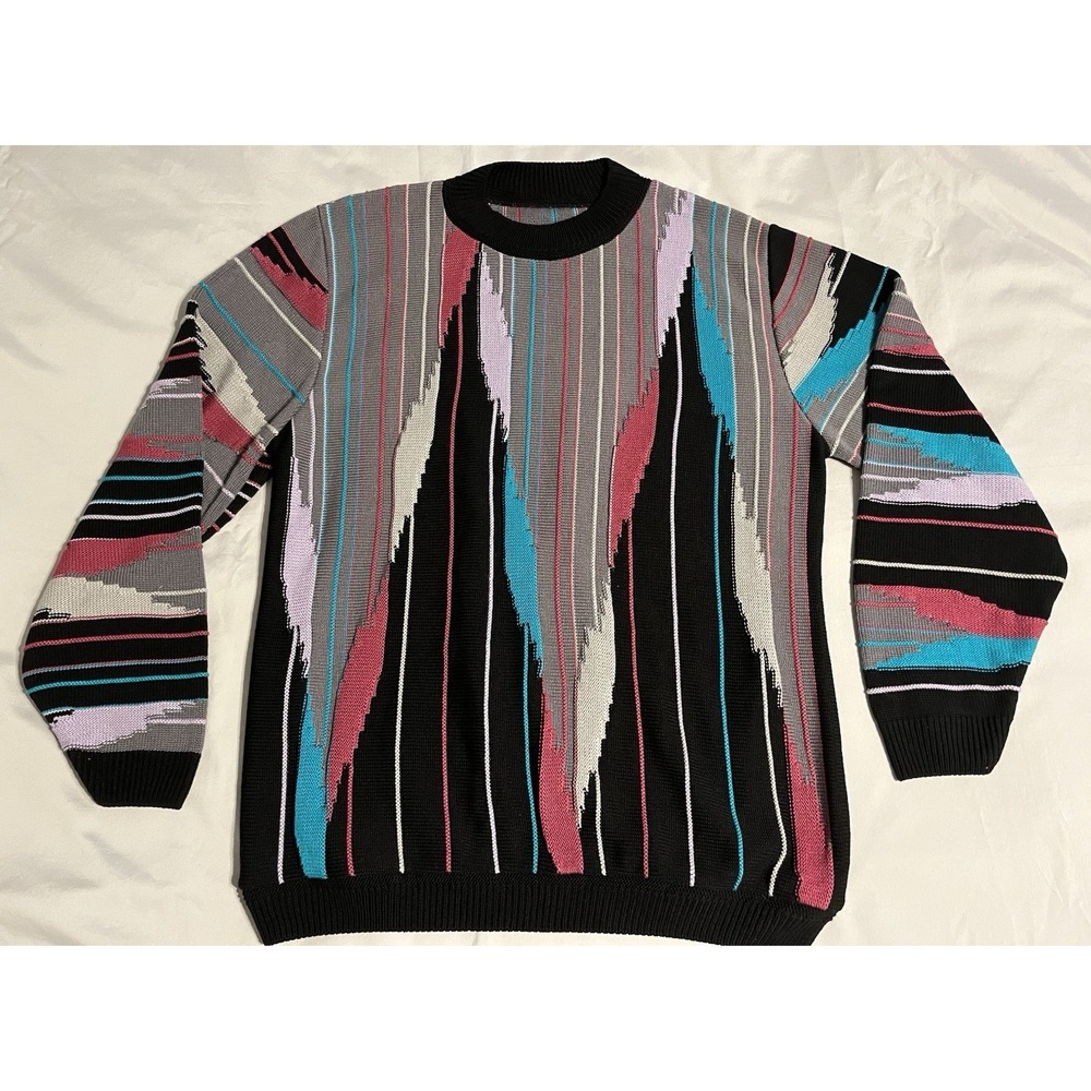Vintage Sweater 3D Textured Coogi Style Long Sleeve